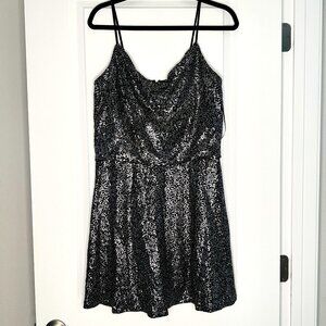 H By HALSTON | Women's Sequin Mini Party Dress | Black | Size: 8